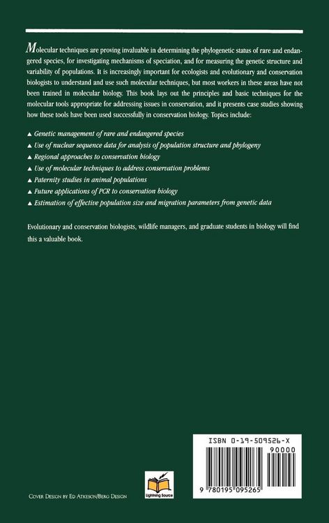 Produktbild: Molecular Genetic Approaches in Conservation