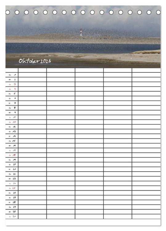 Produktbild: Familienplaner - Sylt (Tischkalender 2026 DIN A5 hoch), CALVENDO Monatskalender
