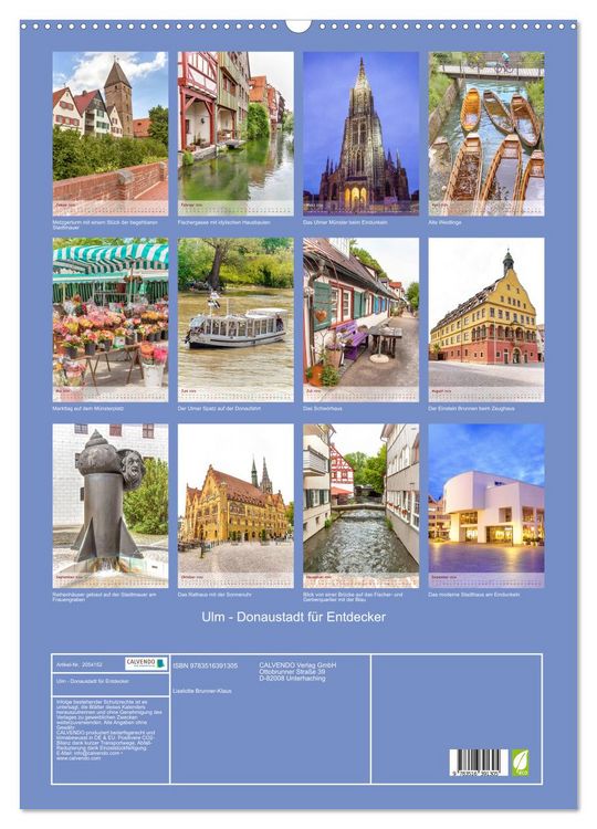Produktbild: Ulm - Donaustadt f&uuml;r Entdecker (Wandkalender 2026 DIN A2 hoch), CALVENDO Monatskalender