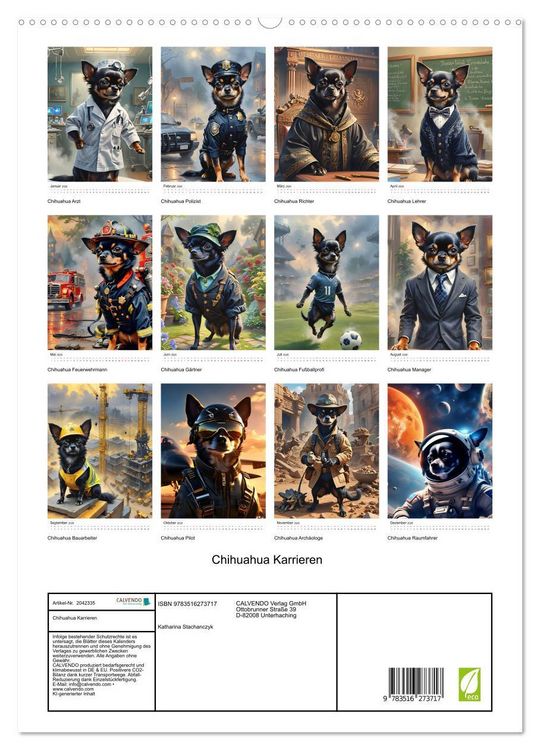Produktbild: Chihuahua Karrieren (hochwertiger Premium Wandkalender 2026 DIN A2 hoch), Kunstdruck in Hochglanz