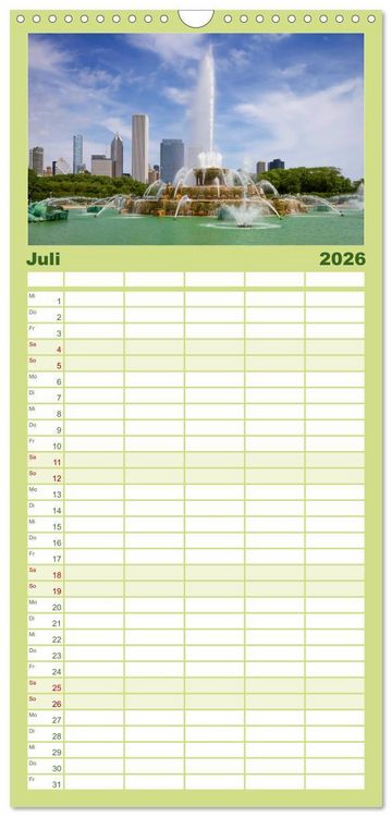 Produktbild: Familienplaner 2026 - CHICAGO Stadtzentrum mit 5 Spalten (Wandkalender, 21 x 45 cm) CALVENDO