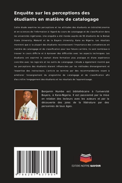 Produktbild: Enqu&ecirc;te sur les perceptions des &eacute;tudiants en mati&egrave;re de catalogage