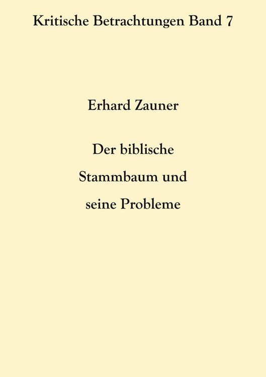 Produktbild: Der biblische Stammbaum und seine Probleme