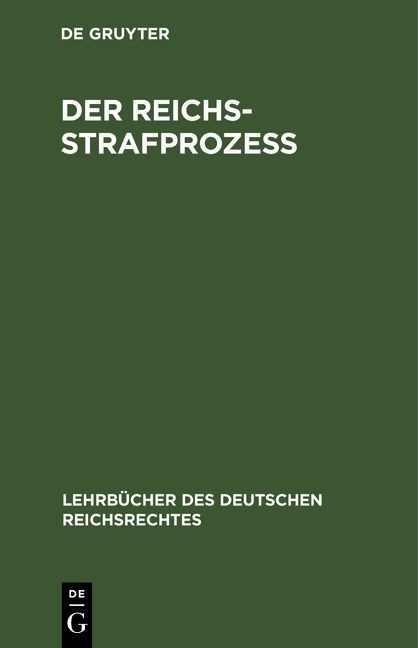 Produktbild: Der Reichs-Strafproze&szlig;