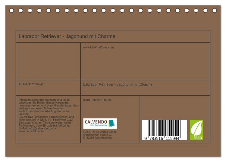Produktbild: Labrador Retriever - Jagdhund mit Charme (Tischkalender 2026 DIN A5 quer), CALVENDO Monatskalender