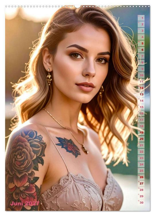 Produktbild: Tattoo Beauties Portraits (Wandkalender 2027 DIN A2 hoch), CALVENDO Monatskalender