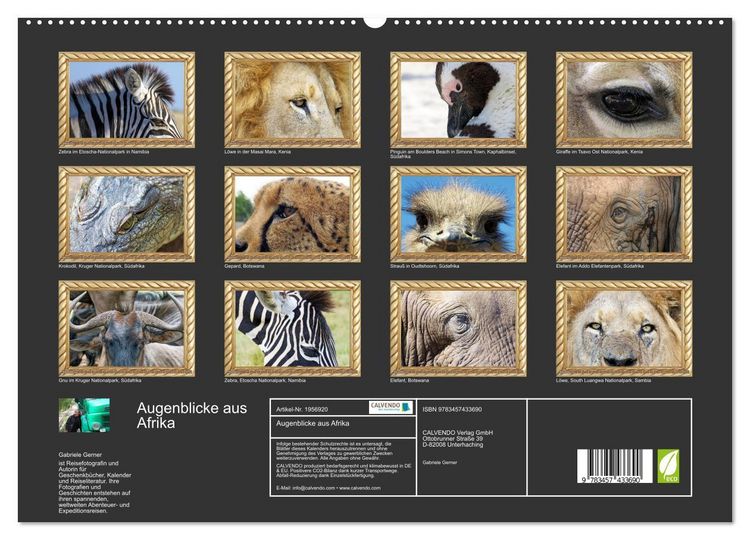 Produktbild: Augenblicke aus Afrika (hochwertiger Premium Wandkalender 2026 DIN A2 quer), Kunstdruck in Hochglanz