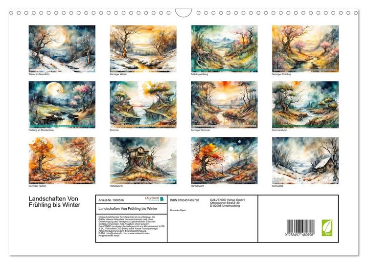 Produktbild: Landschaften Von Fr&uuml;hling bis Winter (Wandkalender 2026 DIN A3 quer), CALVENDO Monatskalender