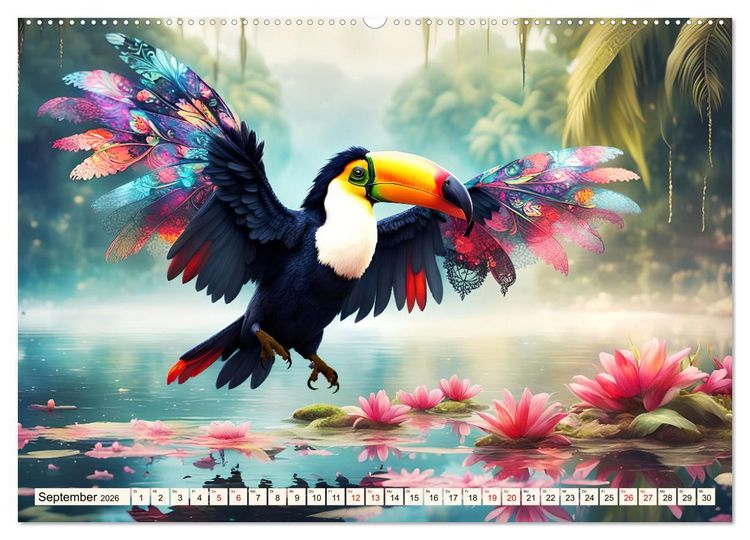 Produktbild: Federleichte Freunde (hochwertiger Premium Wandkalender 2026 DIN A2 quer), Kunstdruck in Hochglanz