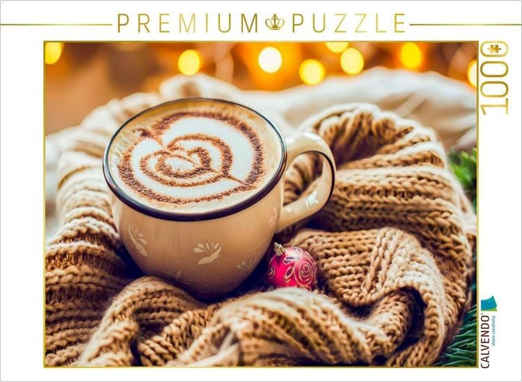 Produktbild: CALVENDO Puzzle Cappuccino mit Weihnachtskugel und Decke | 1000 Teile Lege-Gr&ouml;&szlig;e 64x48cm Foto-Puzzle f&uuml;r gl&uuml;ckliche Stunden