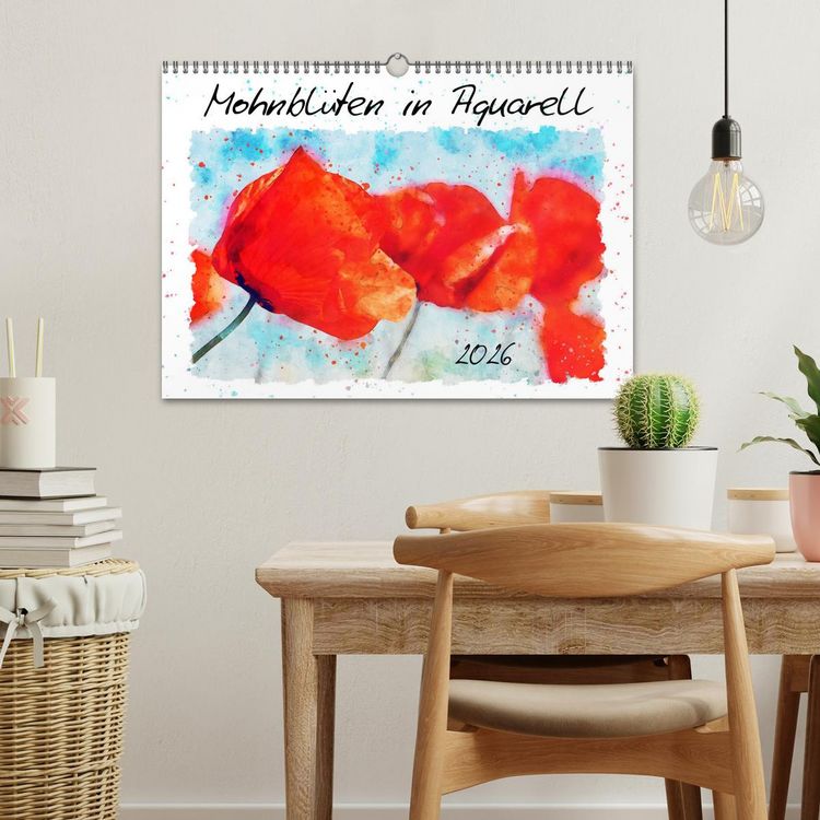 Produktbild: Mohnbl&uuml;ten in Aquarell (Wandkalender 2026 DIN A3 quer), CALVENDO Monatskalender