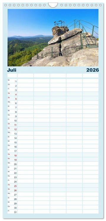 Produktbild: Familienplaner 2026 - Zittauer Gebirge - Deutschlands kleinstes Mittelgebirge mit 5 Spalten (Wandkalender, 21 x 45 cm) CALVENDO