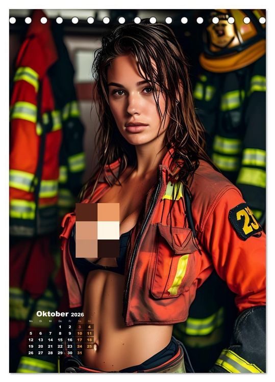Produktbild: Hei&szlig;e Feuerheldinnen - Verf&uuml;hrerische Feuerwehrfrauen im Dienst der Fantasie (Tischkalender 2026 DIN A5 hoch), CALVENDO Monatskalender