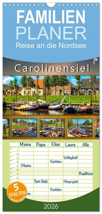 Produktbild: Familienplaner 2026 - Reise an die Nordsee - Carolinensiel mit 5 Spalten (Wandkalender, 21 x 45 cm) CALVENDO