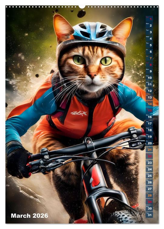 Produktbild: Outdoor sports for cats (High Quality Premium Wall Calendar 2026 DIN A2 portrait),CALVENDO 12 Month Wall Calendar