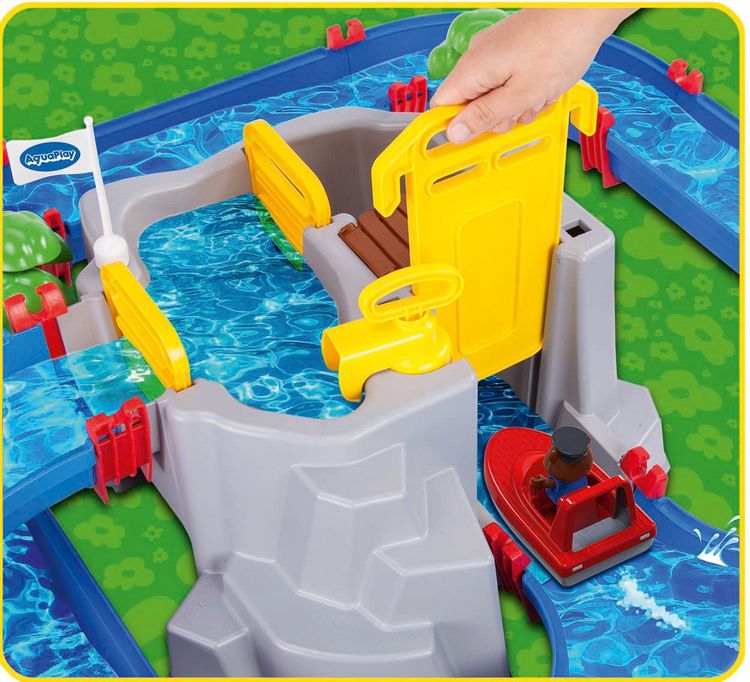 Produktbild: AquaPlay - Wasserbahn Set Bergsee - 42-teiliges Spieleset mit Bergsee, Wasserfall und geheimer H&ouml;hle, Wasserspielspa&szlig; inkl. 3 Tierfiguren, 2 Booten, ab 3 Jahren
