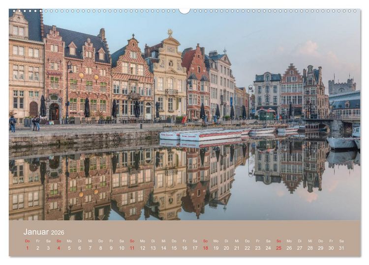 Produktbild: Br&uuml;gge und Gent, eine Fotoreise durch die zwei Perlen Flanderns. (hochwertiger Premium Wandkalender 2026 DIN A2 quer), Kunstdruck in Hochglanz