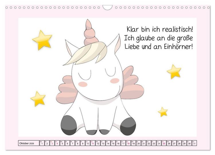 Produktbild: Unicorns. Einhorn-Spr&uuml;che und Weisheiten! (Wandkalender 2026 DIN A3 quer), CALVENDO Monatskalender