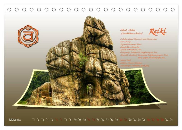 Produktbild: REIKI - Chakren und Lebensregeln (Tischkalender 2027 DIN A5 quer), CALVENDO Monatskalender