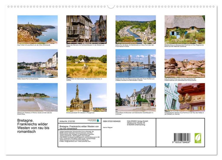 Produktbild: Bretagne. Frankreichs wilder Westen von rau bis romantisch (hochwertiger Premium Wandkalender 2026 DIN A2 quer), Kunstdruck in Hochglanz