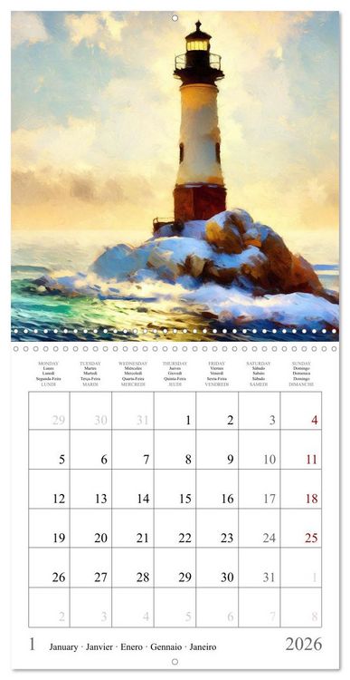 Produktbild: Phares de fantaisie (Calendrier mural carr&eacute; 2026 30x30 cm) Calendrier double avec une page pour vos prises de notes