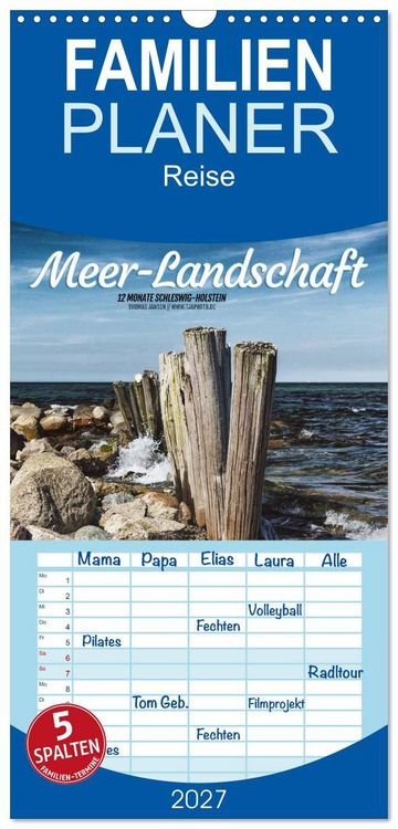 Produktbild: Familienplaner 2027 - Meer-Landschaft - 12 Monate Schleswig Holstein mit 5 Spalten (Wandkalender, 21 x 45 cm) CALVENDO
