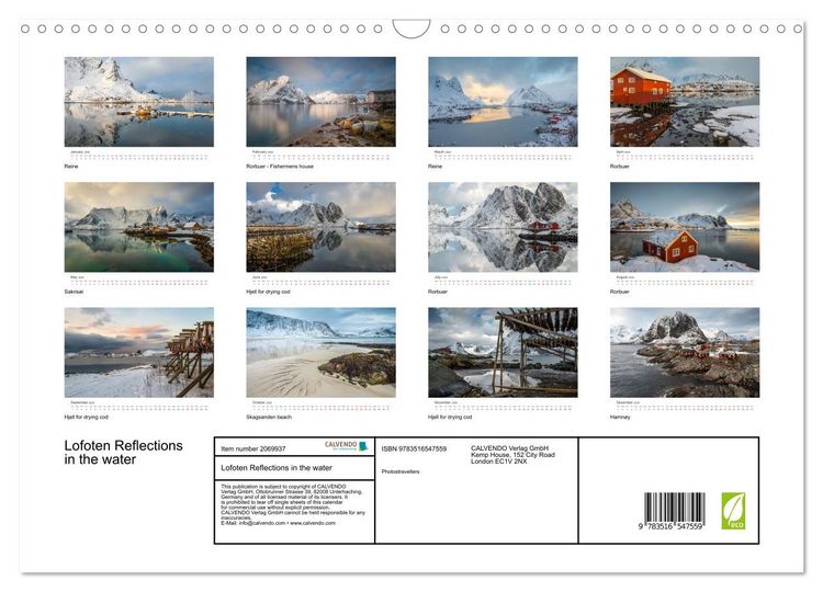 Produktbild: Lofoten Reflections in the water (Wall Calendar 2026 DIN A3 landscape), CALVENDO 12 Month Wall Calendar