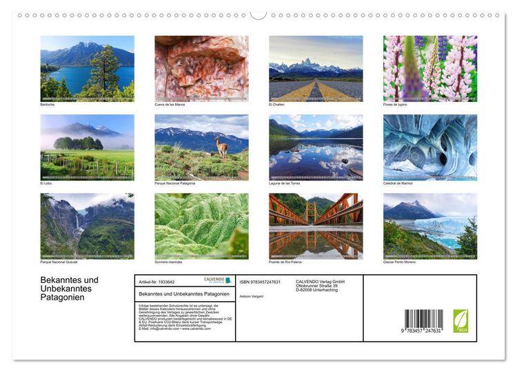 Produktbild: Bekanntes und Unbekanntes Patagonien (hochwertiger Premium Wandkalender 2026 DIN A2 quer), Kunstdruck in Hochglanz