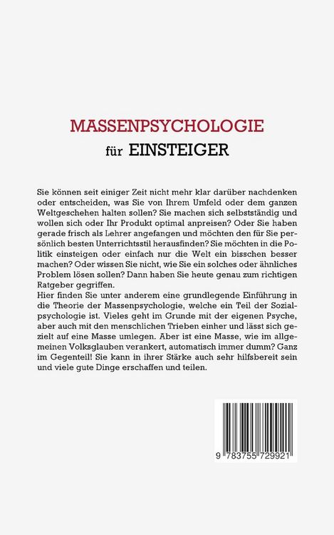 Produktbild: Massenpsychologie f&uuml;r Einsteiger