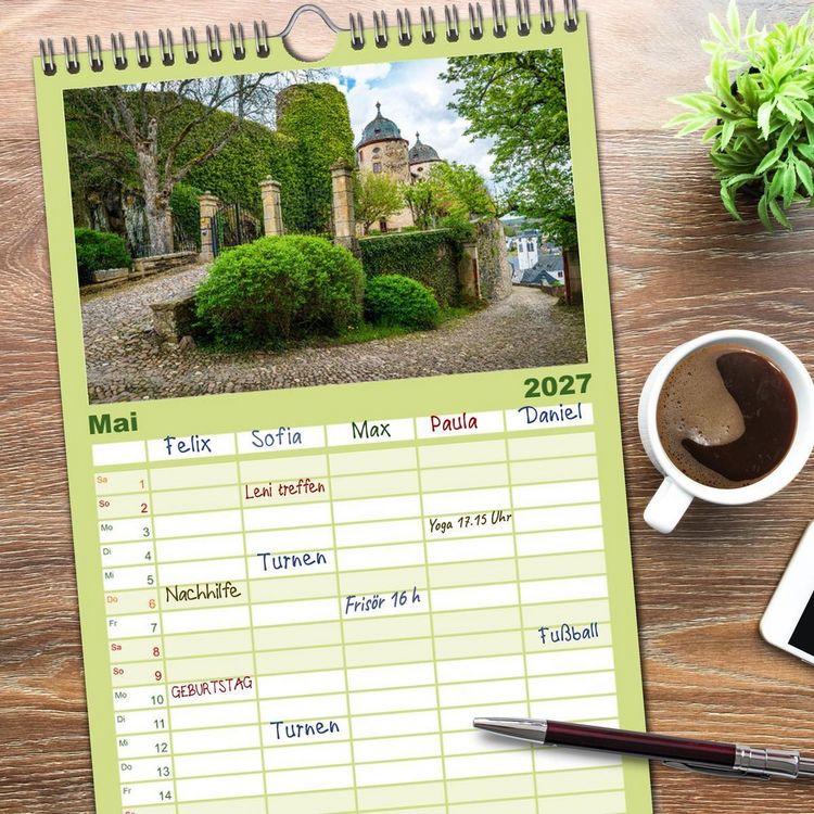 Produktbild: Familienplaner 2027 - Burgen des Hunsr&uuml;cks mit 5 Spalten (Wandkalender, 21 x 45 cm) CALVENDO