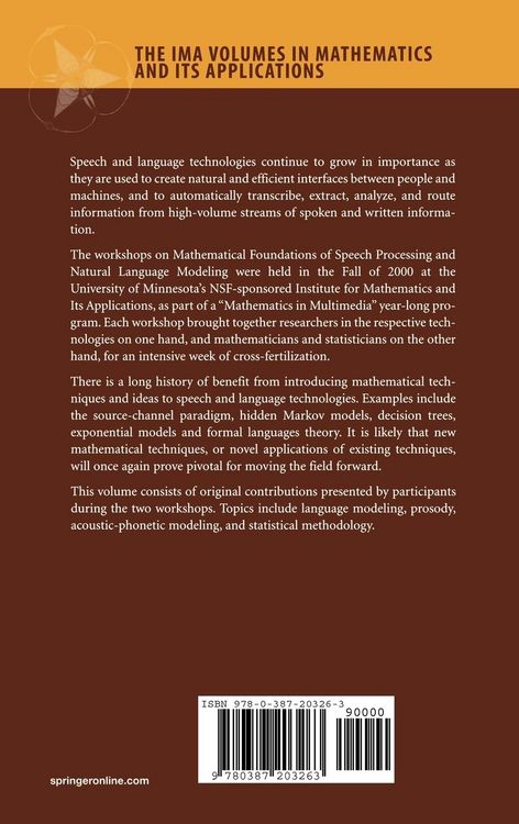 Produktbild: Mathematical Foundations of Speech and Language Processing