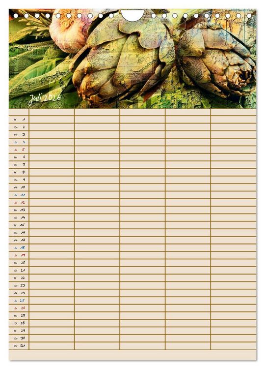 Produktbild: Italienische K&uuml;che mit Familienplaner (Wandkalender 2026 DIN A4 hoch), CALVENDO Monatskalender