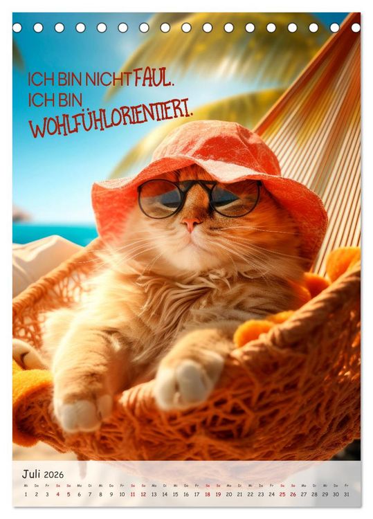 Produktbild: COOLE KATZEN Spr&uuml;cheklopfer (Tischkalender 2026 DIN A5 hoch), CALVENDO Monatskalender