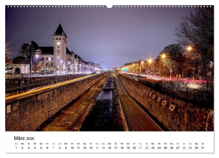 Produktbild: Wien nach Sonnenuntergang (hochwertiger Premium Wandkalender 2026 DIN A2 quer), Kunstdruck in Hochglanz