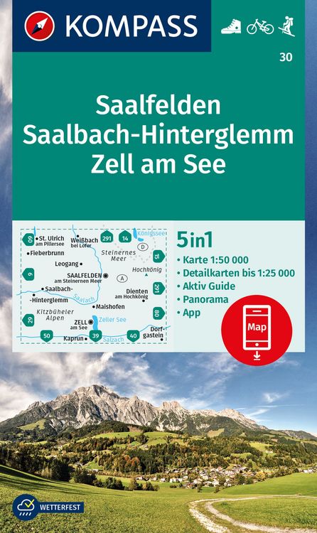 Produktbild: KOMPASS Wanderkarte 30 Saalfelden, Saalbach-Hinterglemm, Zel