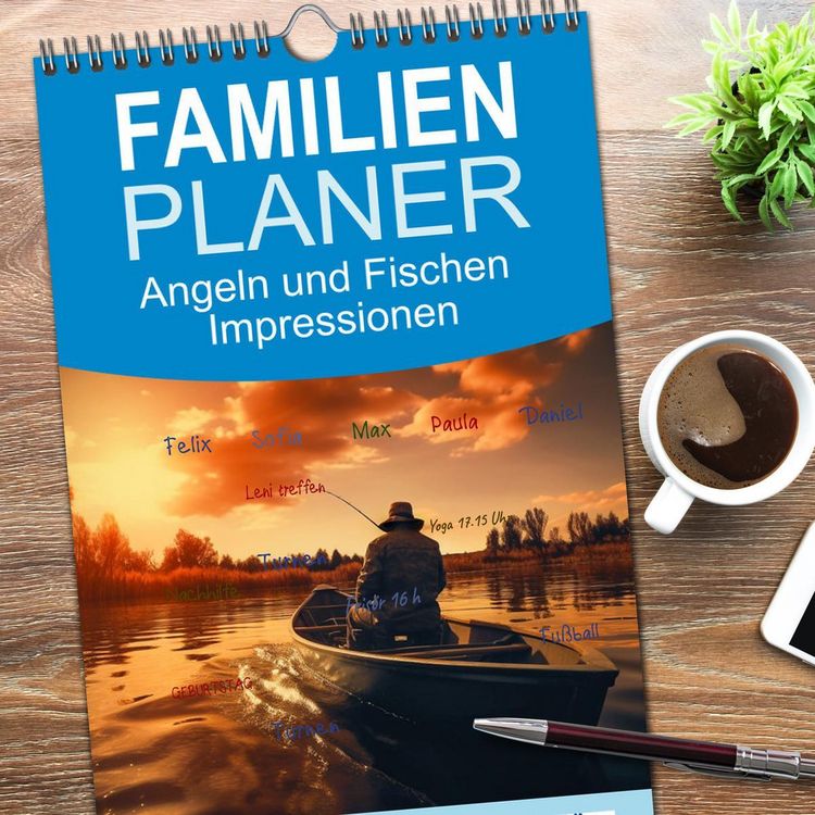 Produktbild: Familienplaner 2026 - Angeln und Fischen Impressionen mit 5 Spalten (Wandkalender, 21 x 45 cm) CALVENDO