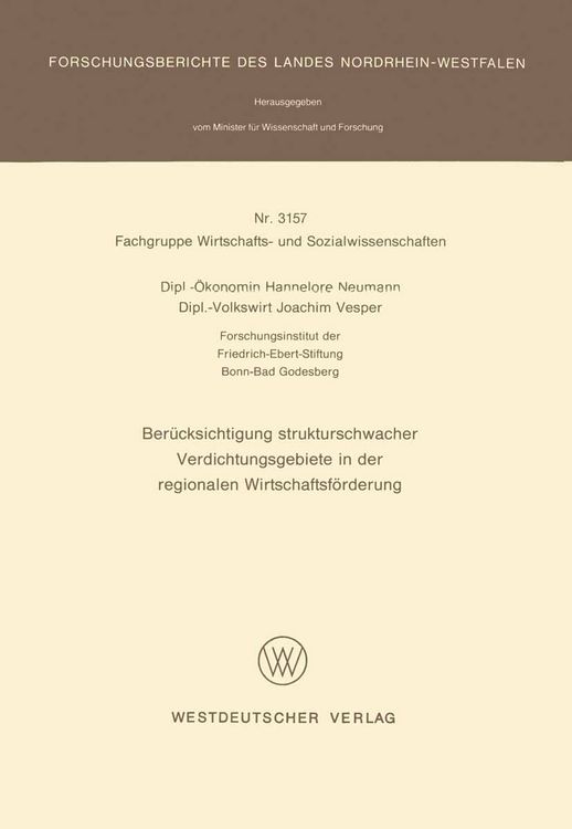 Produktbild: Ber&uuml;cksichtigung strukturschwacher Verdichtungsgebiete in der regionalen Wirtschaftsf&ouml;rderung