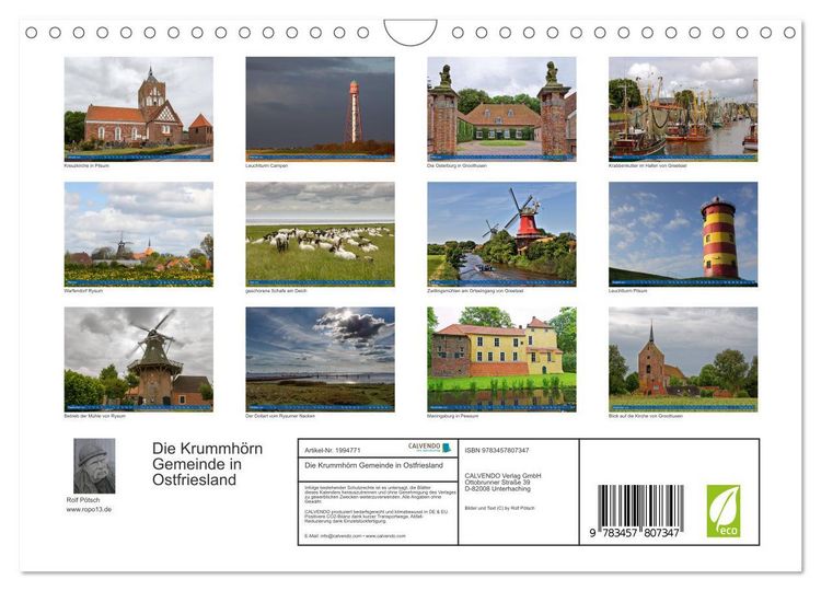Produktbild: Die Krummh&ouml;rn Gemeinde in Ostfriesland (Wandkalender 2026 DIN A4 quer), CALVENDO Monatskalender