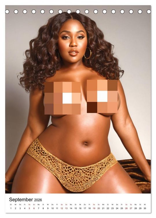 Produktbild: Busty Black - Vollbusige, exotische Frauen (Tischkalender 2026 DIN A5 hoch), CALVENDO Monatskalender
