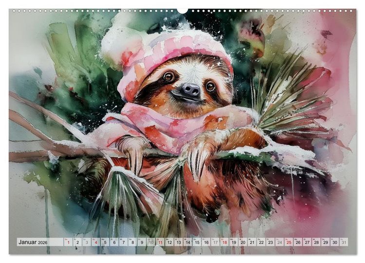 Produktbild: Faultiere, ein Leben in Zeitlupe (Wandkalender 2026 DIN A2 quer), CALVENDO Monatskalender