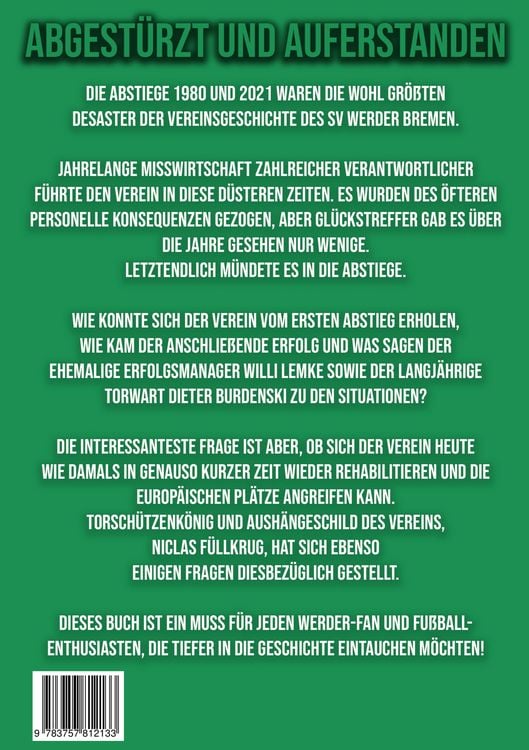 Produktbild: Abgest&uuml;rzt und auferstanden: Werder Bremen zwischen Niedergang und Neuanfang