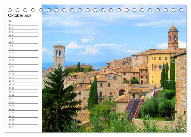 Produktbild: Franziskusweg - Camino di Assisi (Tischkalender 2026 DIN A5 quer), CALVENDO Monatskalender