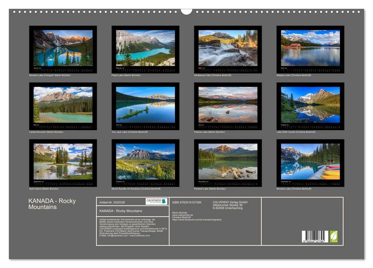 Produktbild: KANADA - Rocky Mountains (Wandkalender 2026 DIN A2 quer), CALVENDO Monatskalender