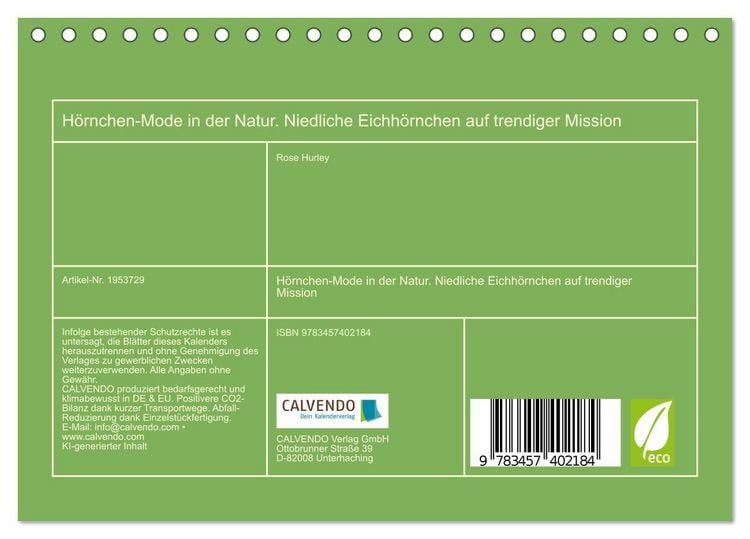 Produktbild: H&ouml;rnchen-Mode in der Natur. Niedliche Eichh&ouml;rnchen auf trendiger Mission (Tischkalender 2026 DIN A5 quer), CALVENDO Monatskalender