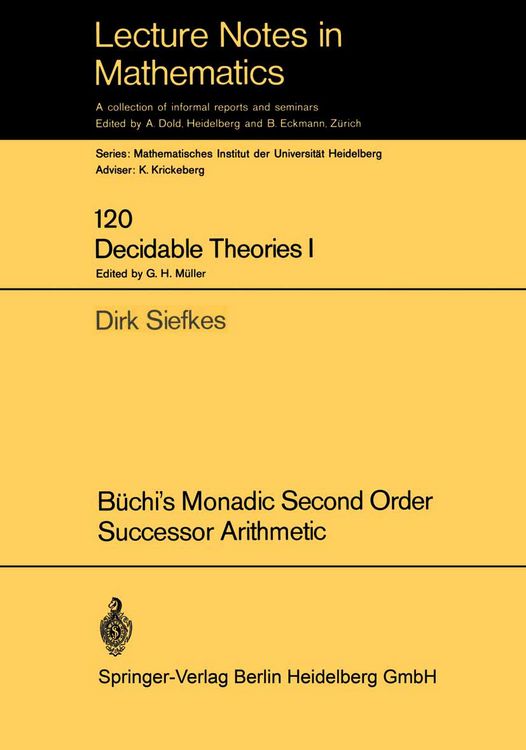 Produktbild: B&uuml;chi&rsquo;s Monadic Second Order Successor Arithmetic