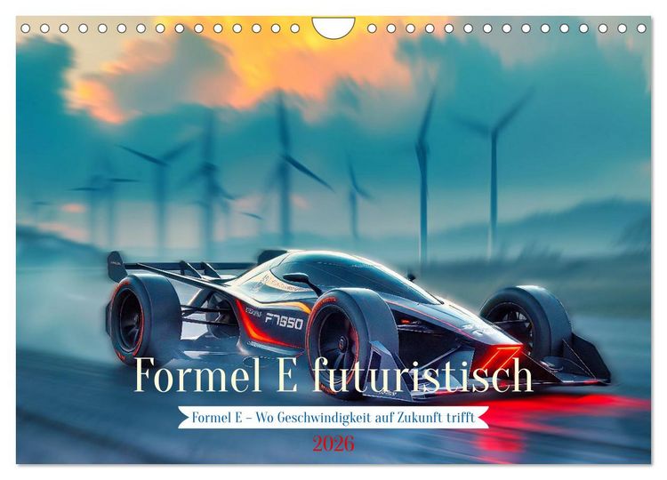 Produktbild: Formel E futuristisch (Wandkalender 2026 DIN A4 quer), CALVENDO Monatskalender
