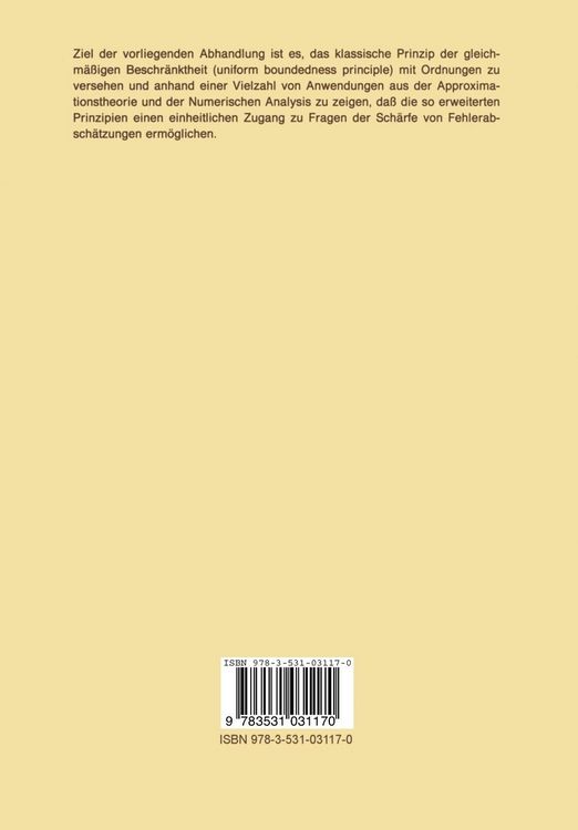 Produktbild: Quantitative Prinzipien gleichm&auml;&szlig;iger Beschr&auml;nktheit und Sch&auml;rfe von Fehlerabsch&auml;tzungen
