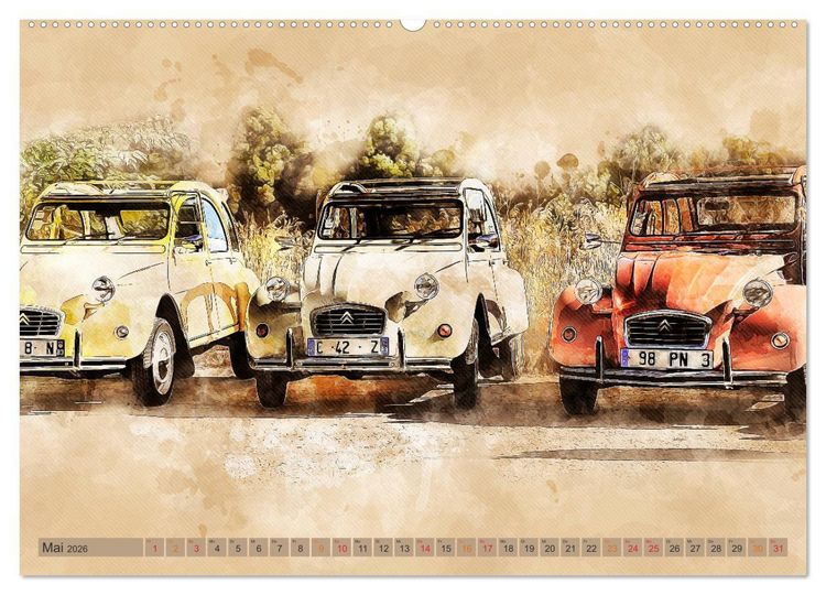Produktbild: Die Ente, Deux Chevaux, 2CV (Wandkalender 2026 DIN A2 quer), CALVENDO Monatskalender