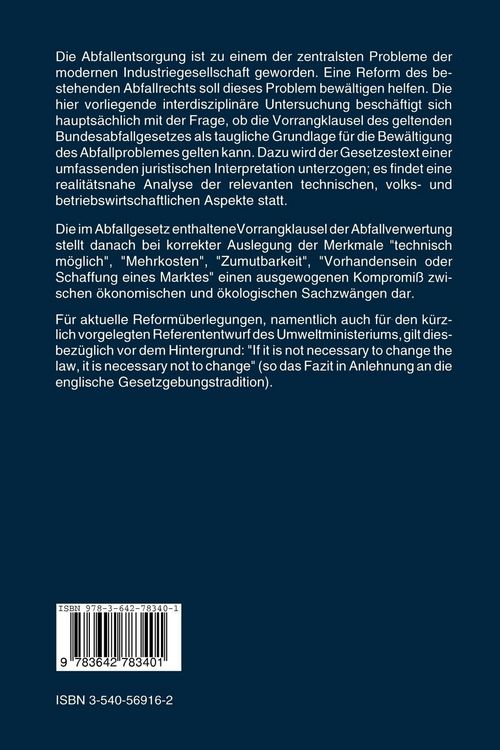 Produktbild: Vorrang der Abfallverwertung