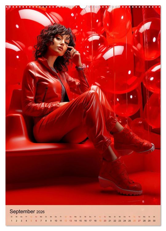 Produktbild: Rot, die sinnliche Farbe (hochwertiger Premium Wandkalender 2026 DIN A2 hoch), Kunstdruck in Hochglanz